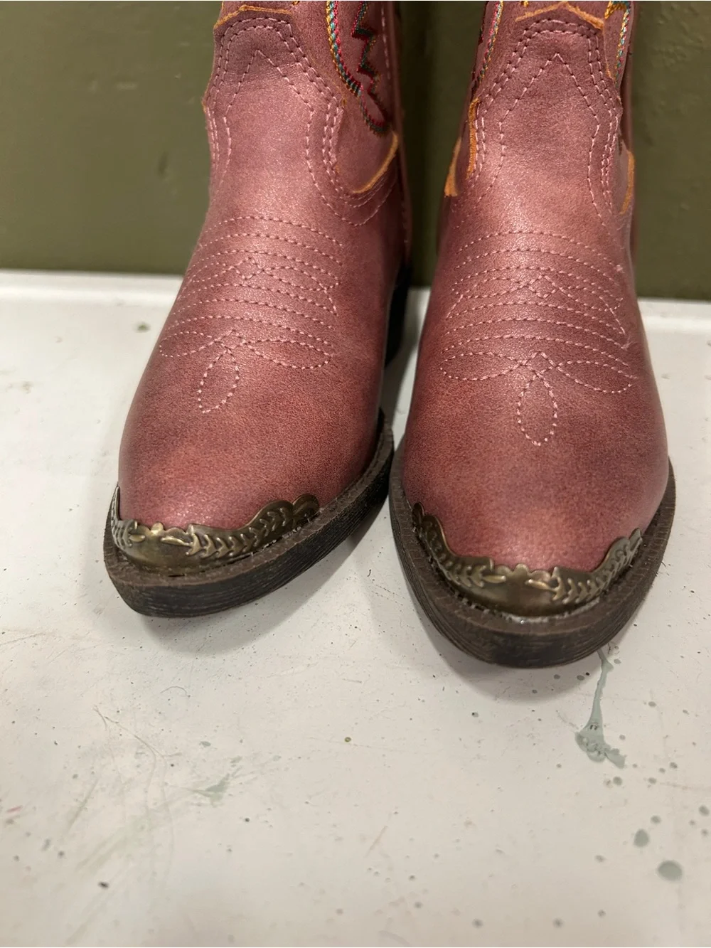 Dan Post Girls' Pink Embroidered Western Boots Metal Toes